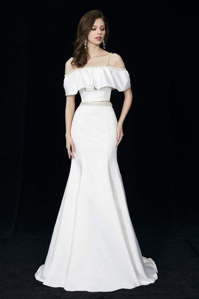 Angela & Alison - 81010 Two-Piece Ruffled Off-Shoulder Trumpet Gown Special Occasion Dress
