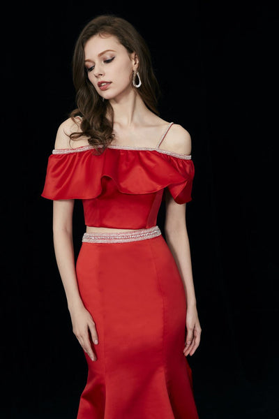 Angela & Alison - 81010 Two-Piece Ruffled Off-Shoulder Trumpet Gown Special Occasion Dress