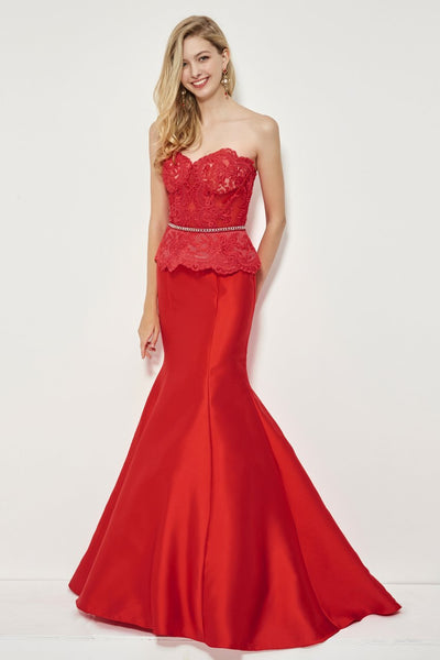 Angela & Alison - 81028 Sheer Strapless Mermaid Gown Special Occasion Dress
