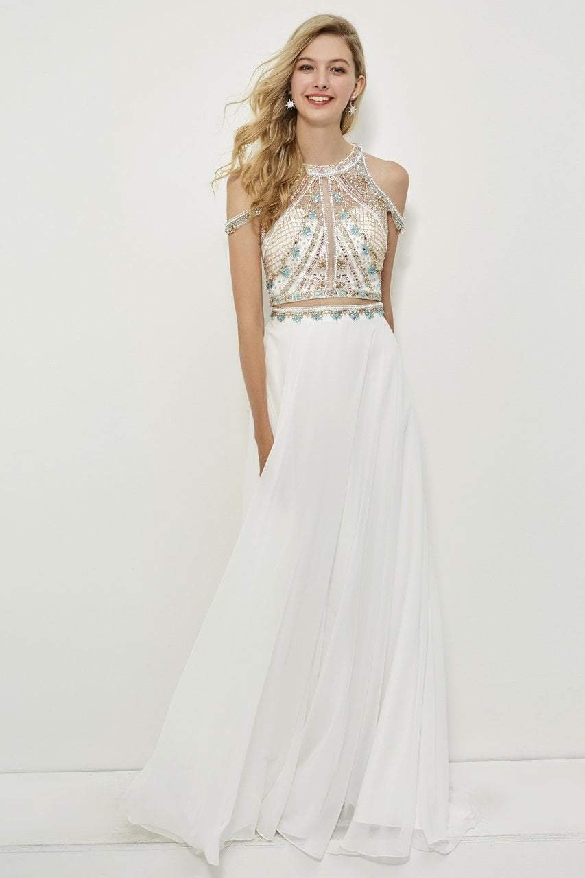 Angela & Alison - 81043 Two Piece Embellished Halter Gown Special Occasion Dress