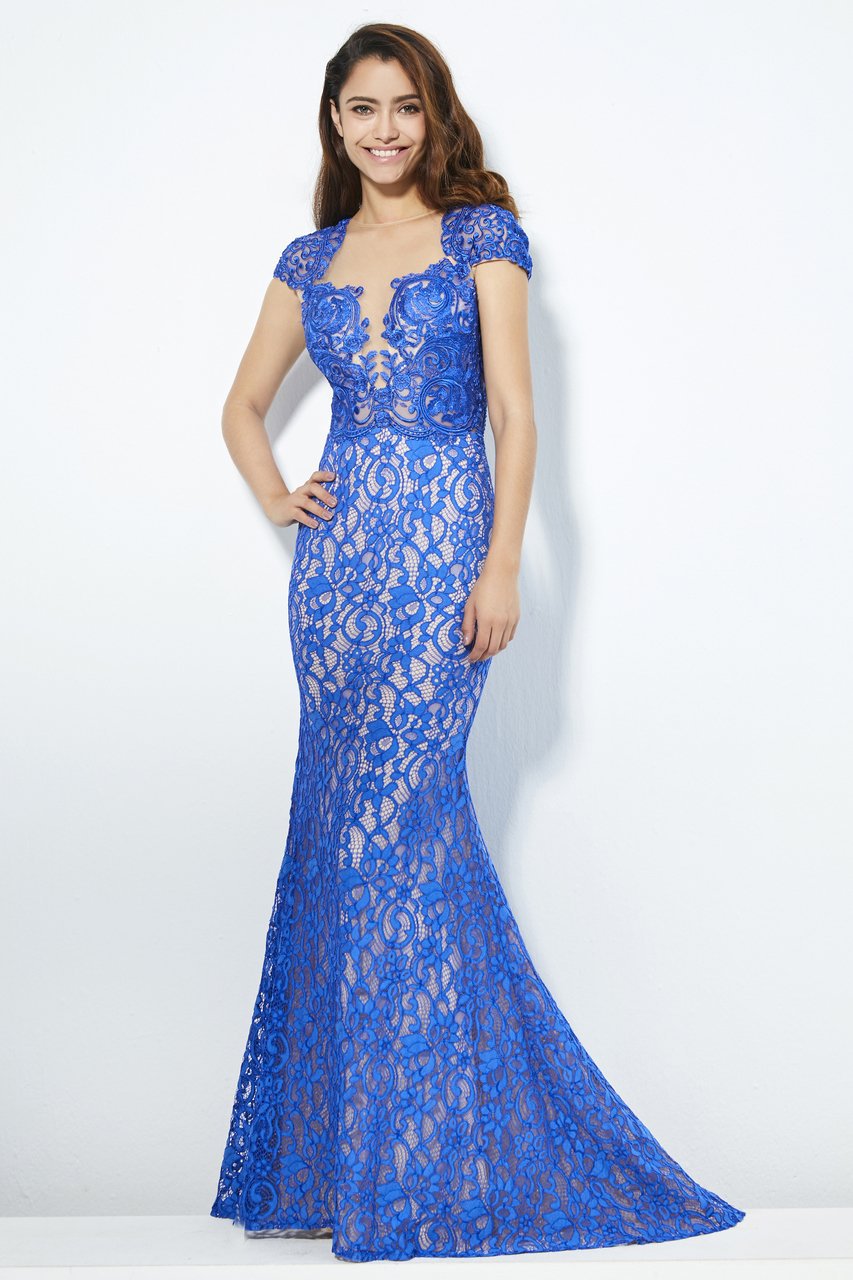 Angela & Alison - 81103 Lace Illusion Jewel Mermaid Dress Special Occasion Dress
