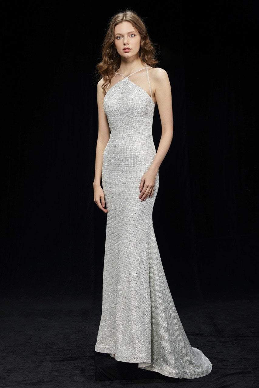 Angela & Alison - 81121 Halter Neck Fitted Gown Special Occasion Dress