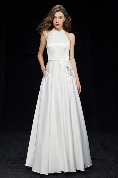 Angela & Alison High Halter Neckline A-line Gown 81149 - 1 pc Ivory in Size 8 Available CCSALE 8 / Ivory