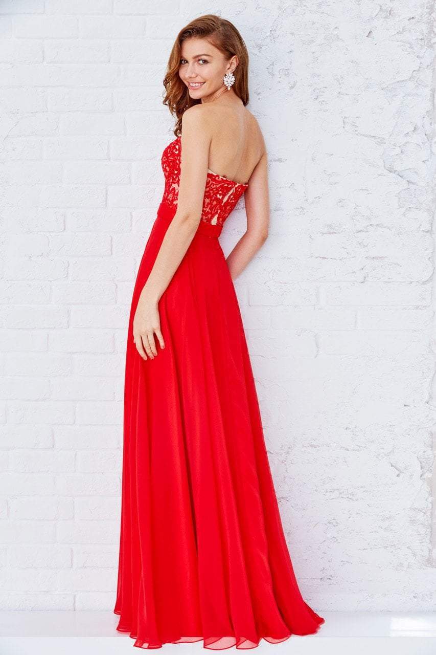 Angela & Alison - 71112SC Embroidered Strapless A-Line Evening Gown