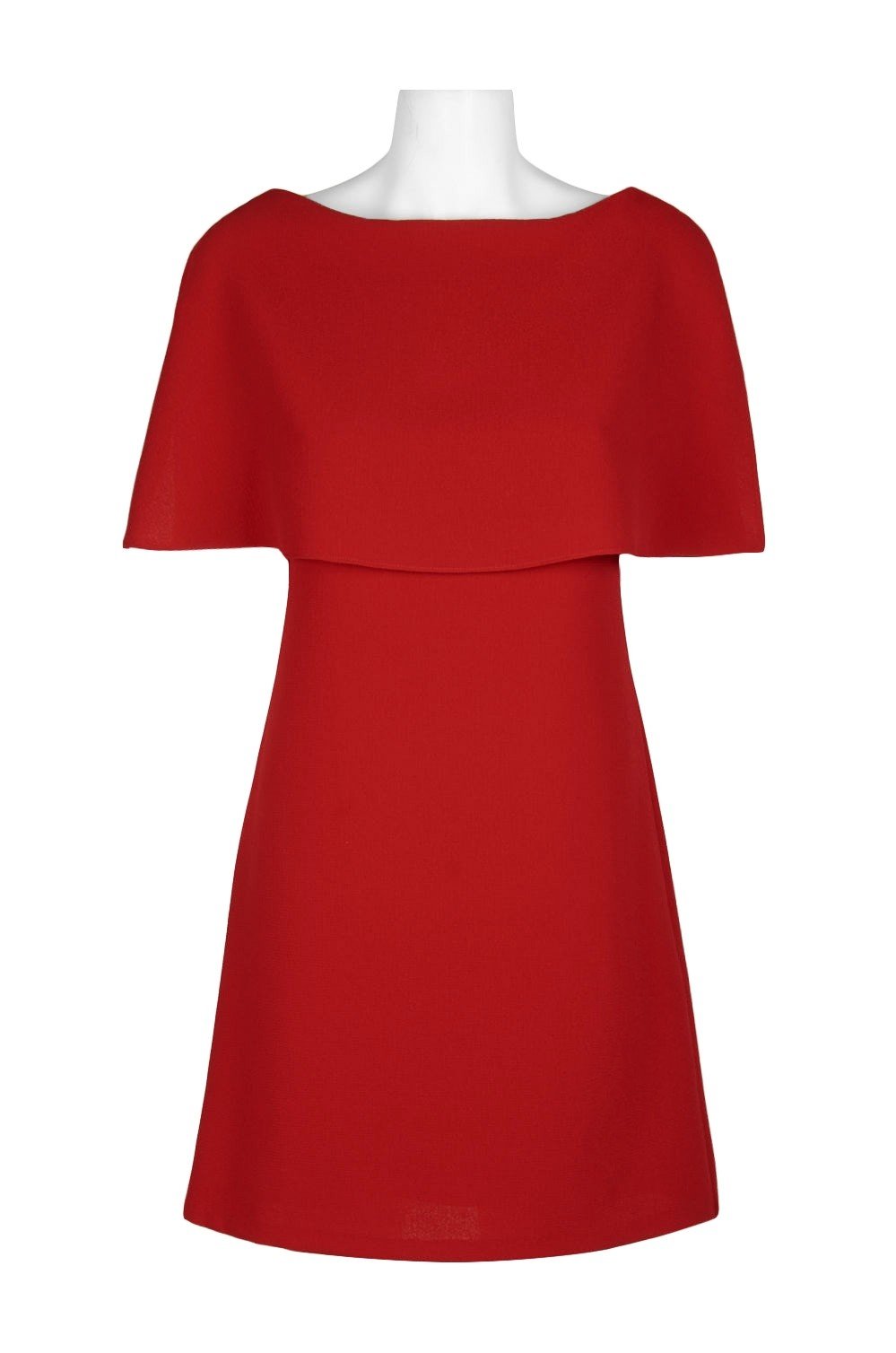 Adrianna Papell - AP1D100716 Popover Cape Crepe Shift Dress in Red