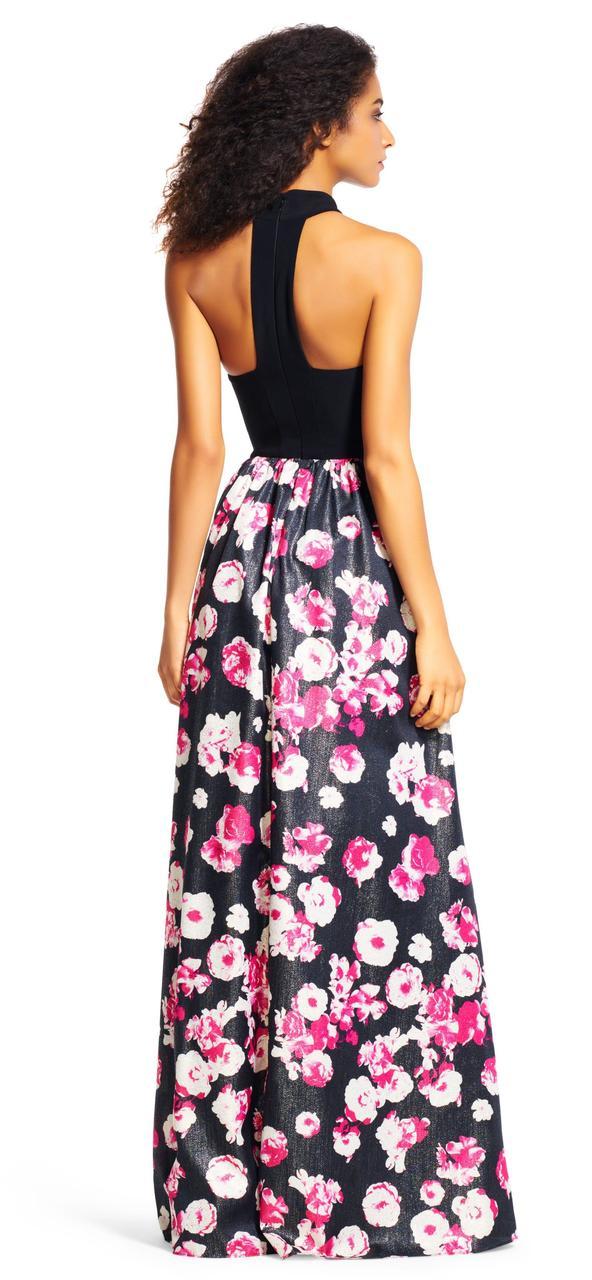 Adrianna Papell - Halter Floral Print Long Dress AP1E200109 in Black and Multi-Color