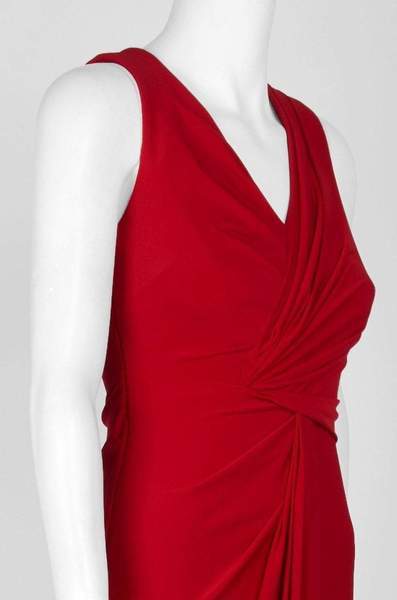 Adrianna Papell - AP1E202251SC V-Neck Dress with Cascading Panel