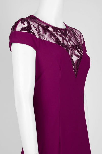Adrianna Papell - AP1E202740 Sequined Jewel Neck Sheath Dress In Purple
