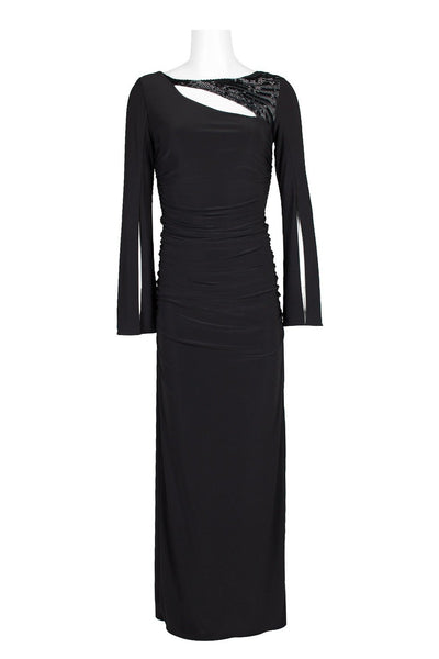 Adrianna Papell - AP1E203780 Split Sleeve Bateau Sheath Dress In Black