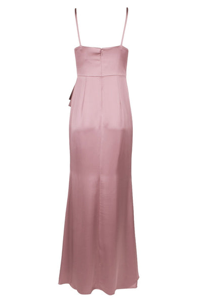 Adrianna Papell - AP1E204704 Pleated V-neck Satin Sheath Dress In Pink