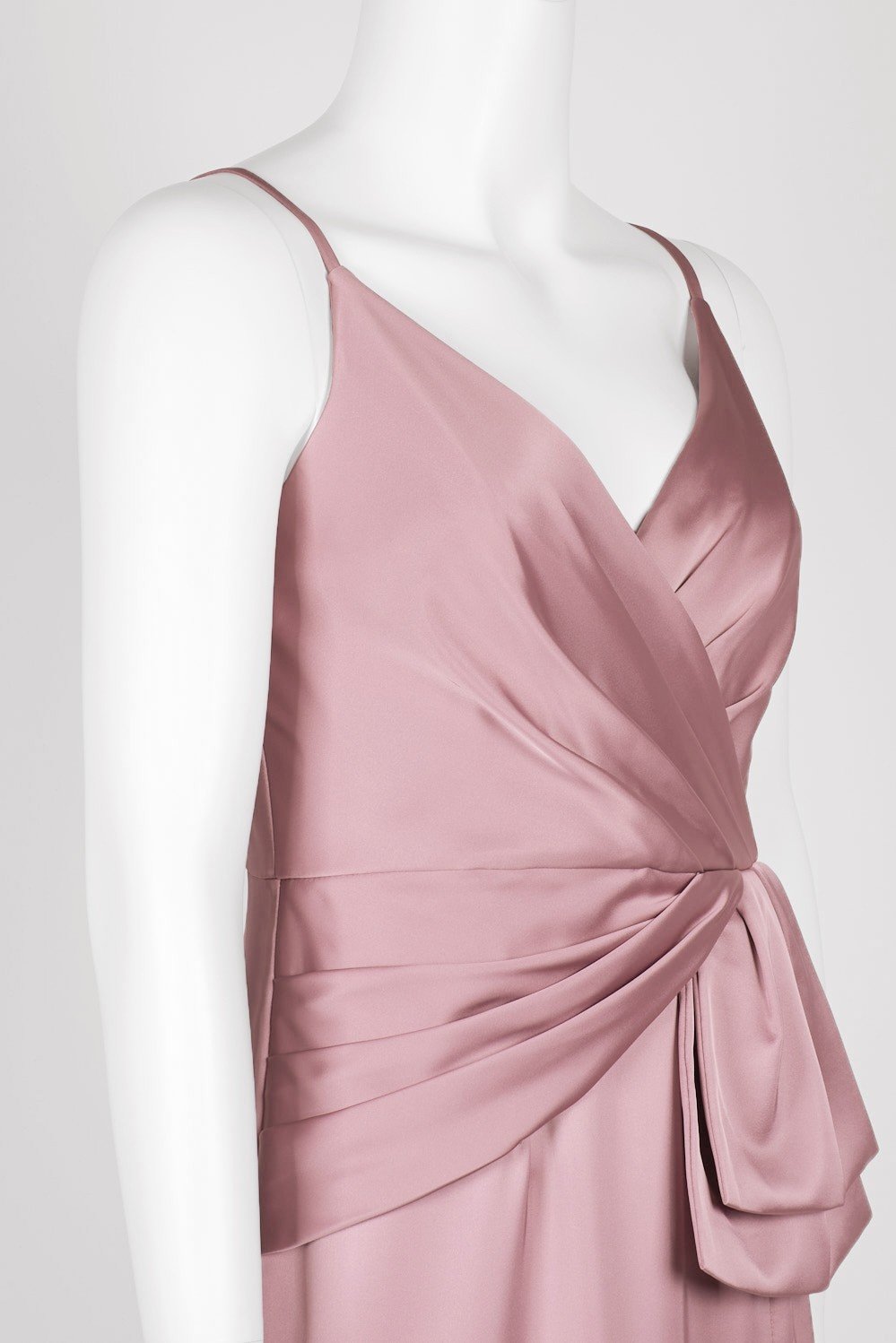 Adrianna Papell - AP1E204704 Pleated V-neck Satin Sheath Dress In Pink