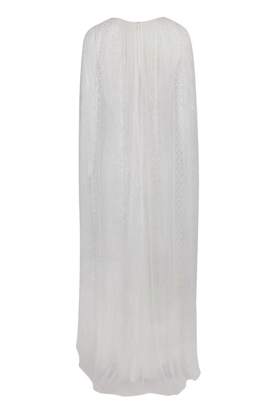 Adrianna Papell - AP1E205287 Beaded Bateau Dress With Cape Sleeves In White