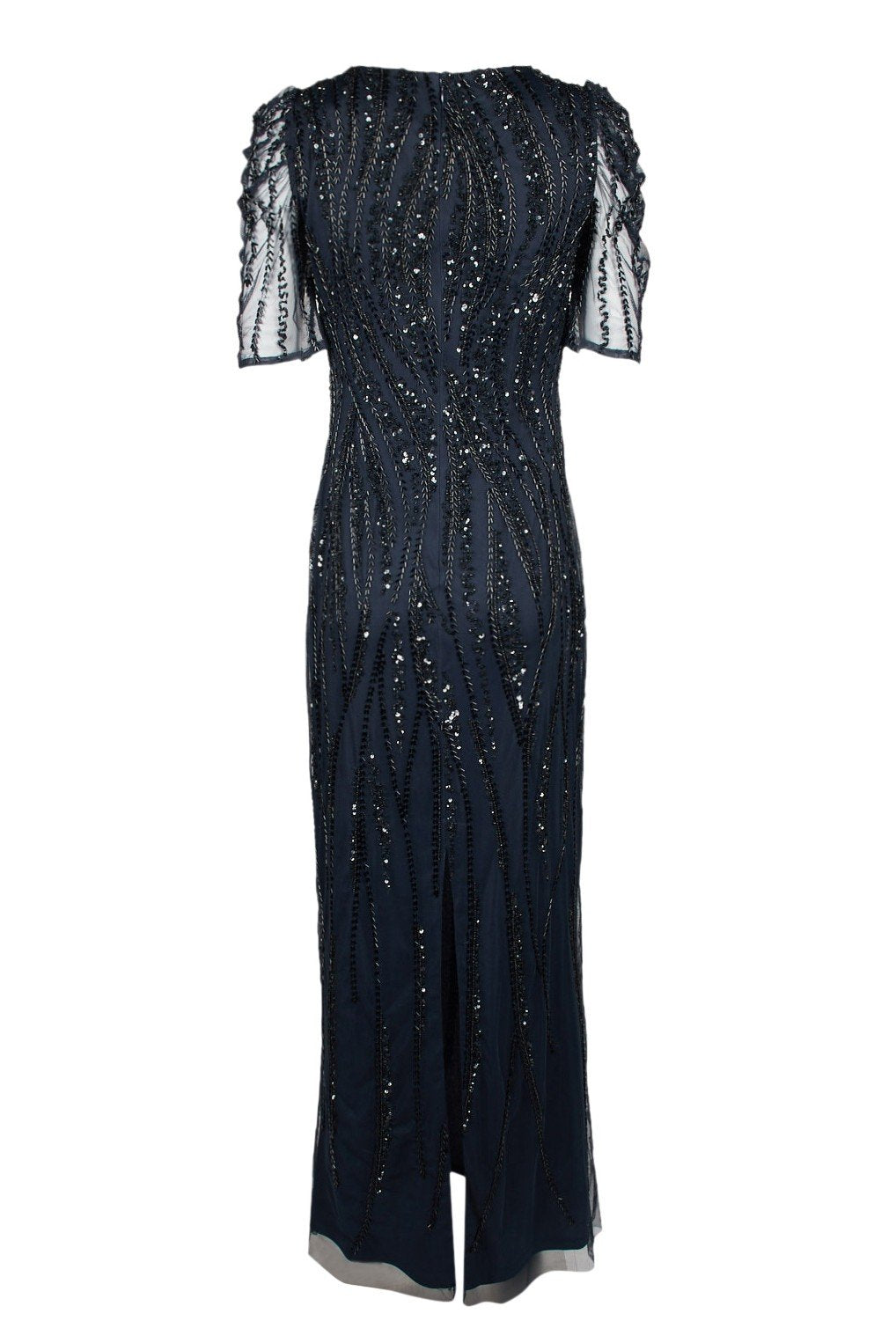 Adrianna Papell - AP1E205809 Embellished Bateau Sheath Dress In Blue and Black
