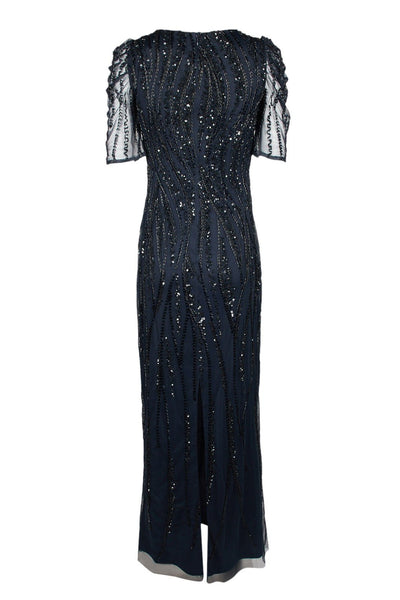 Adrianna Papell - AP1E205809 Embellished Bateau Sheath Dress In Blue and Black