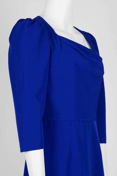 Adrianna Papell - AP1E205893 Asymmetric Neck Crepe Column Dress In Blue
