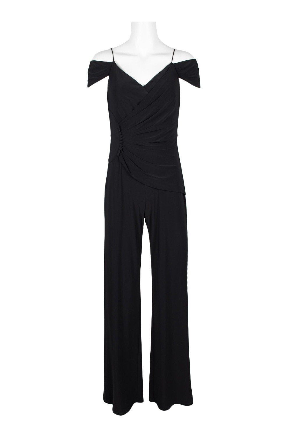 Adrianna Papell - AP1E206048 Gathered V-neck Jumpsuit In Black