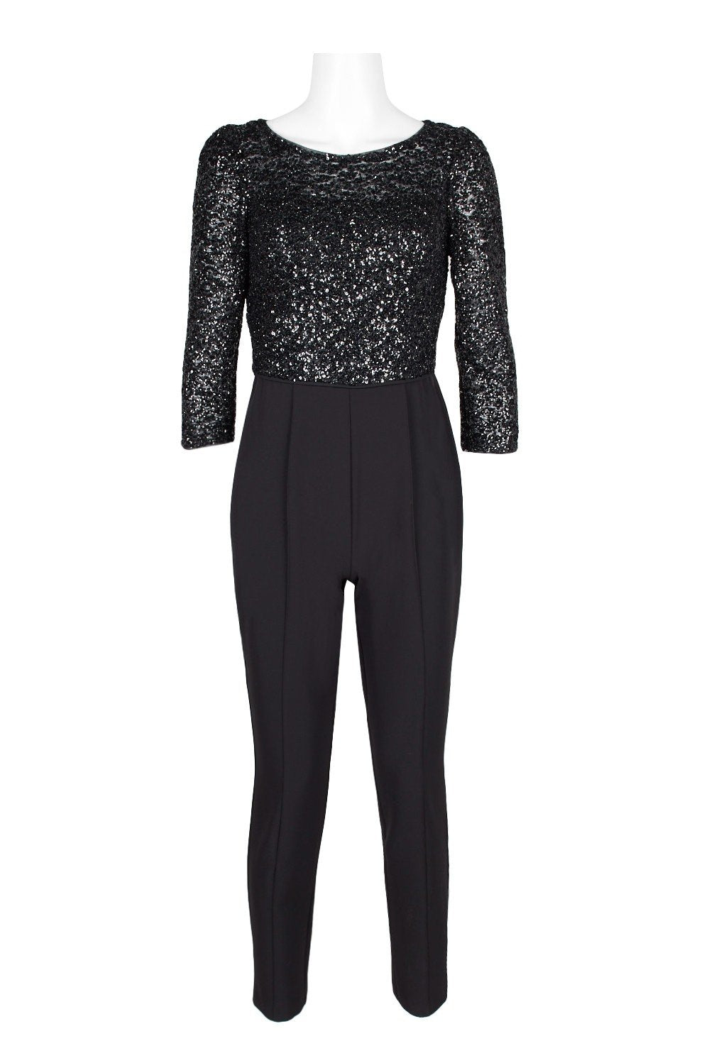 Adrianna Papell - AP1E206237 Sequined Bateau Fitted Jumpsuit In Black