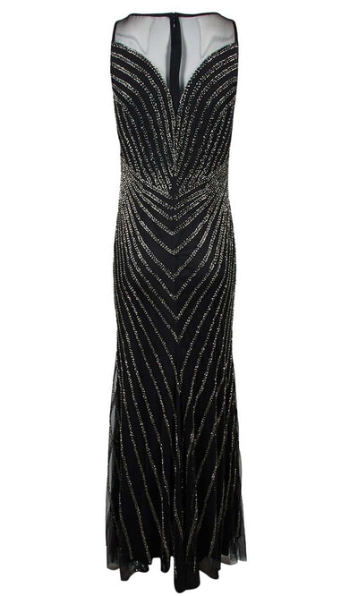 Adrianna Papell - AP1E206676 Embellished Bateau Long Sheath Dress In Black