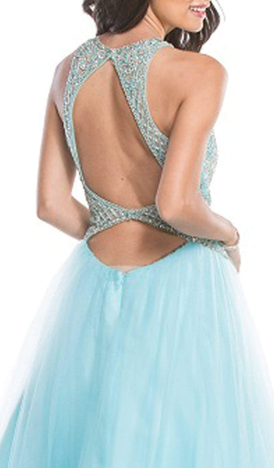 Applique Halter Neck Evening Ballgown Dress