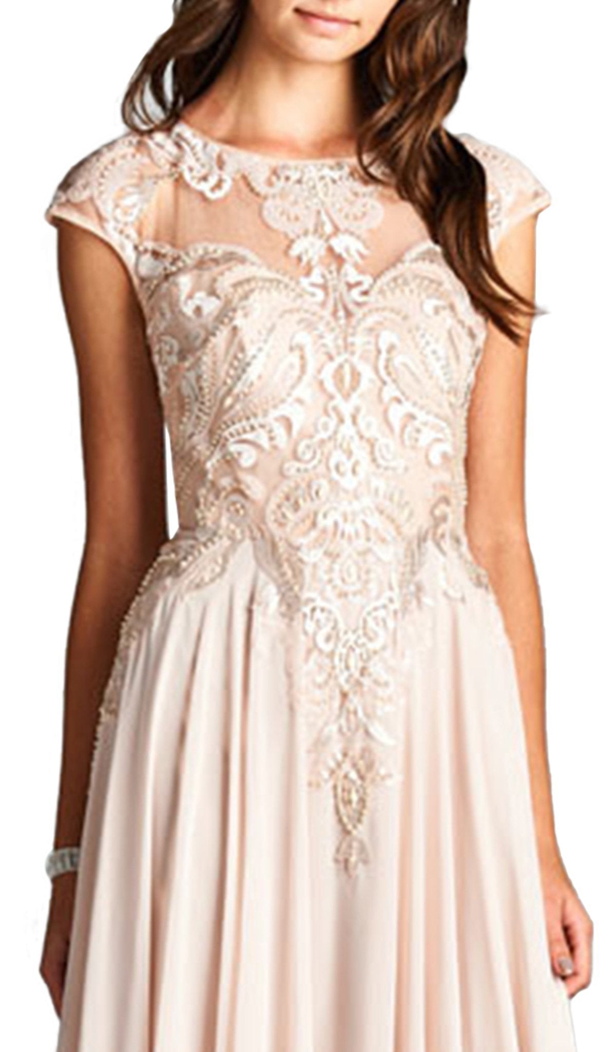 Applique Jewel Neck A-line Evening Dress Dress