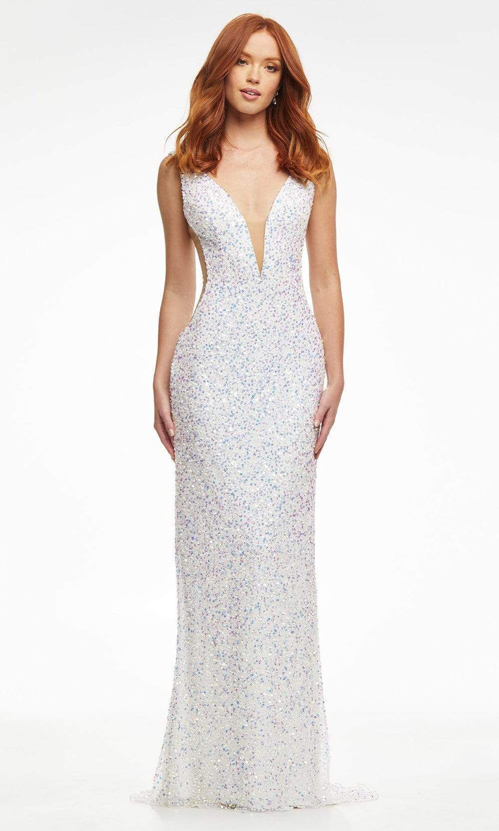 Ashley Lauren - 11081 Fitted Sequin Evening Dress Evening Dresses 00 / Ab/Ivory