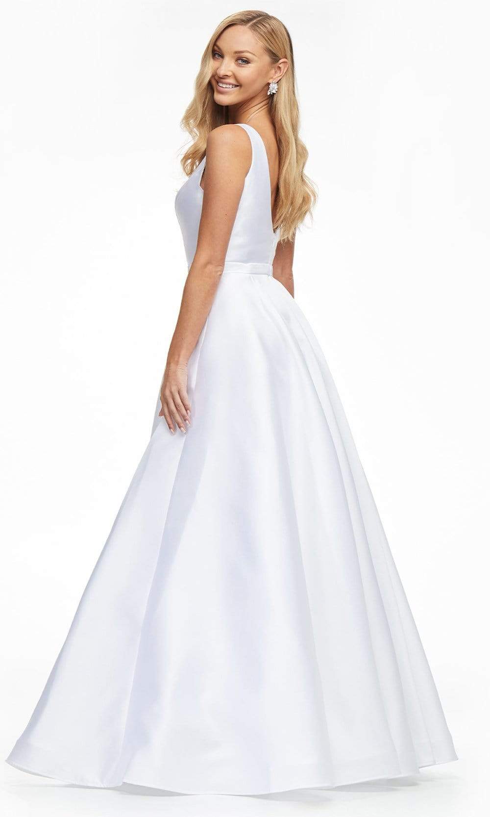 Ashley Lauren - 11094 V Neck Simple A-line Bridal Dress Bridal Dresses