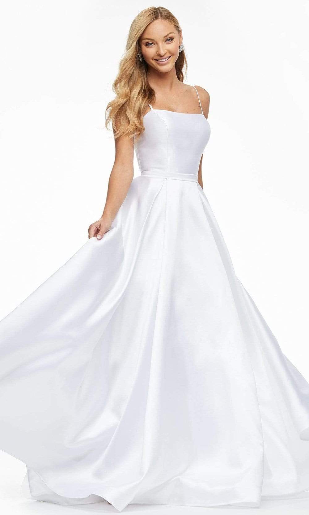 Ashley Lauren - 11095 Square Neck A-line Minimalist Gown Bridal Dresses
