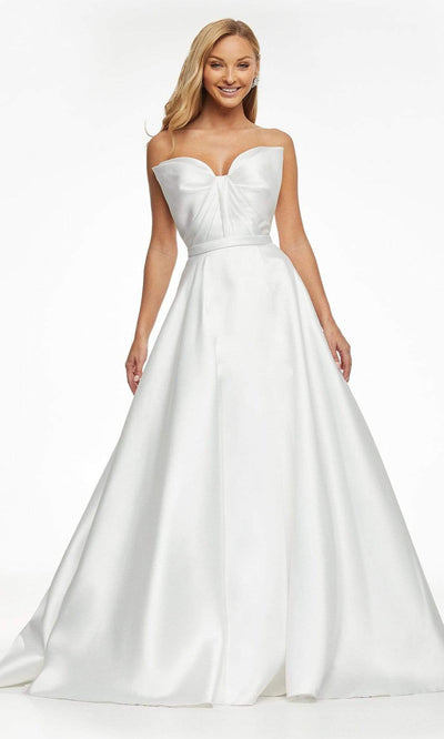 Ashley Lauren - 11097 Bow Accent Strapless Bodice Mikado Ballgown Wedding Dresses 0 / Ivory