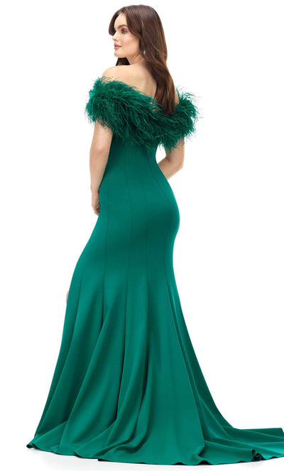 Ashley Lauren 11101 - Feathered Sleeve Mermaid Evening Gown Evening Gown