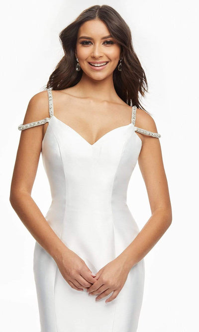 Ashley Lauren - 11103 Cold Shoulder Mermaid Satin Gown Wedding Dresses