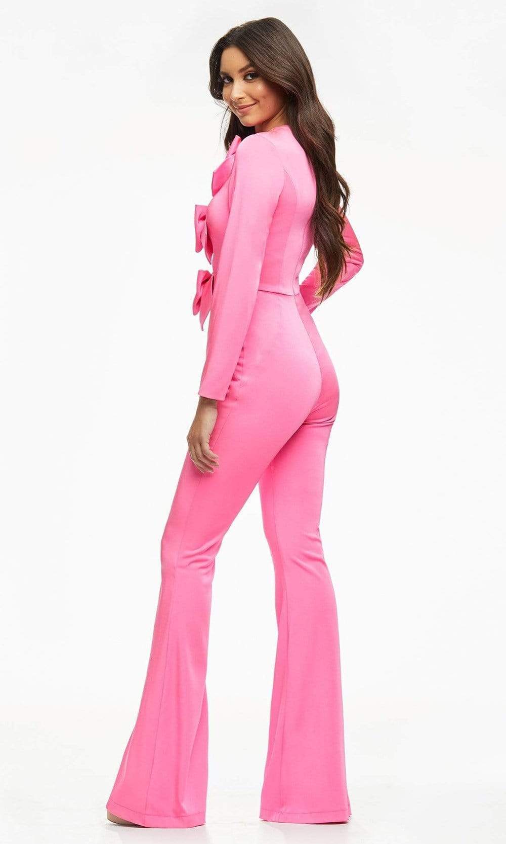 Ashley Lauren - Bow Cutout Detailed Jumpsuit 11105SC In Pink