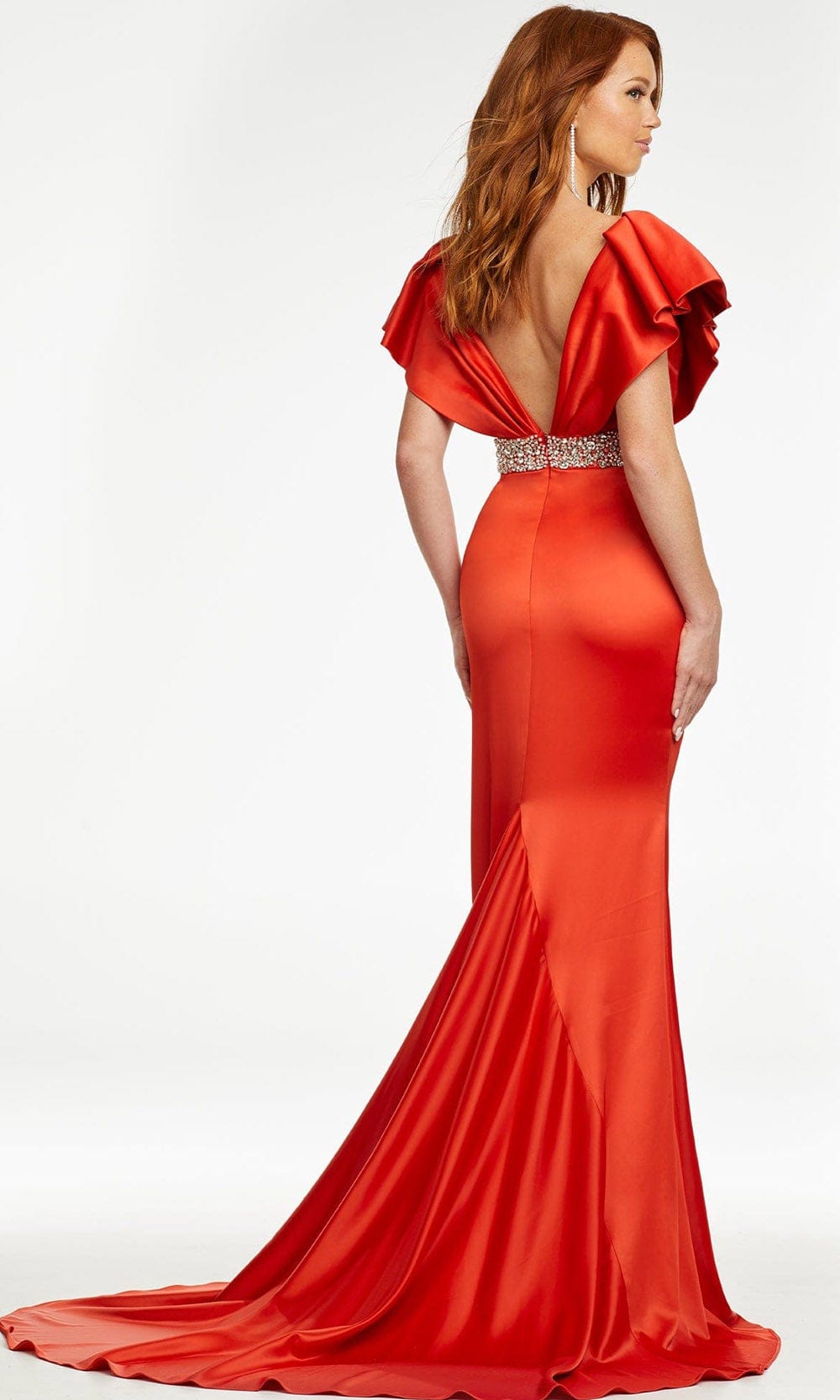 Ashley Lauren - 11130 Ruffled V-Neck Trumpet Gown Prom Dresses