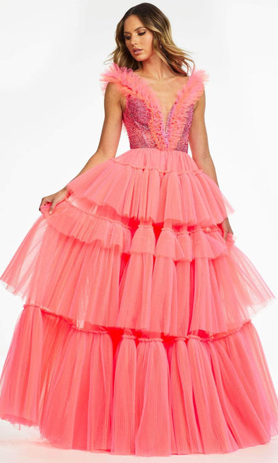 Ashley Lauren 11140 - Tiered Tulle Ballgown Special Occasion Dress