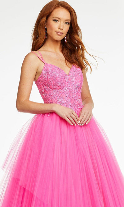 Ashley Lauren - 11146 Embroidered V-Neck Tulle Ballgown Prom Dresses