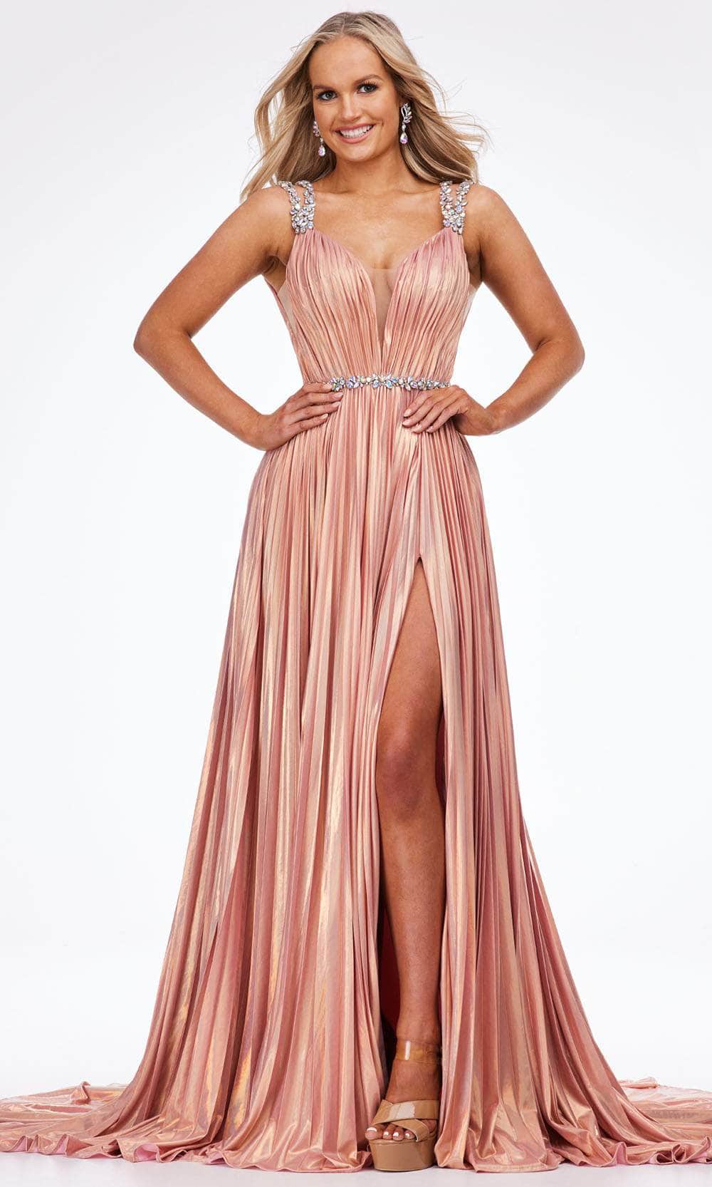 Ashley Lauren 11147 - Accordion Pleated Long Dress Special Occasion Dress 0 / Pink