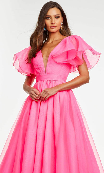 Ashley Lauren 11153 - Voluminous A-line Plunging Gown Prom Dresses