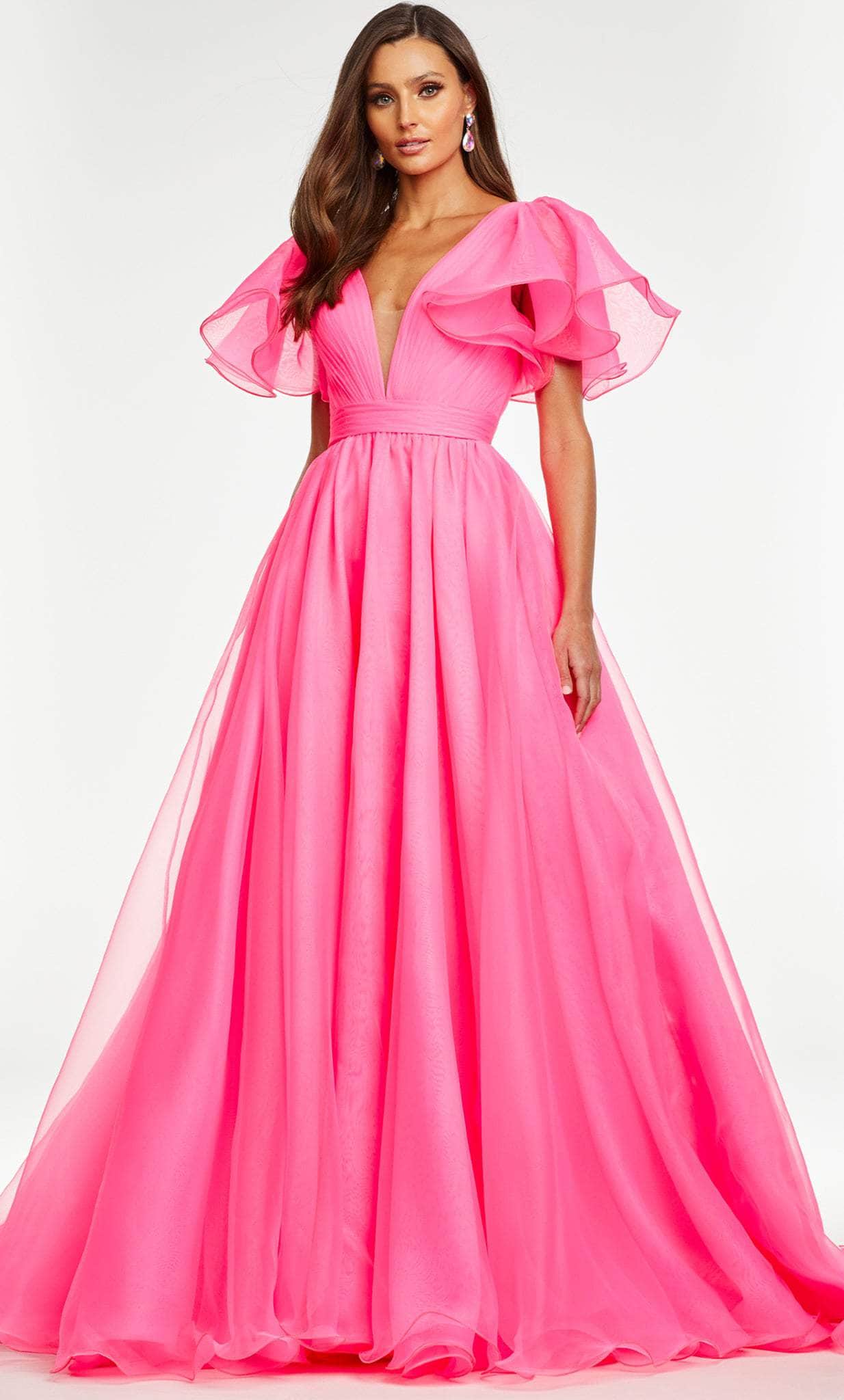 Ashley Lauren 11153 - Voluminous A-line Plunging Gown Prom Dresses
