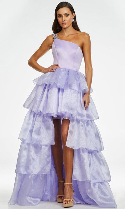 Ashley Lauren - 11159 Jeweled Strap Tiered Gown Prom Dresses 0 / Lilac
