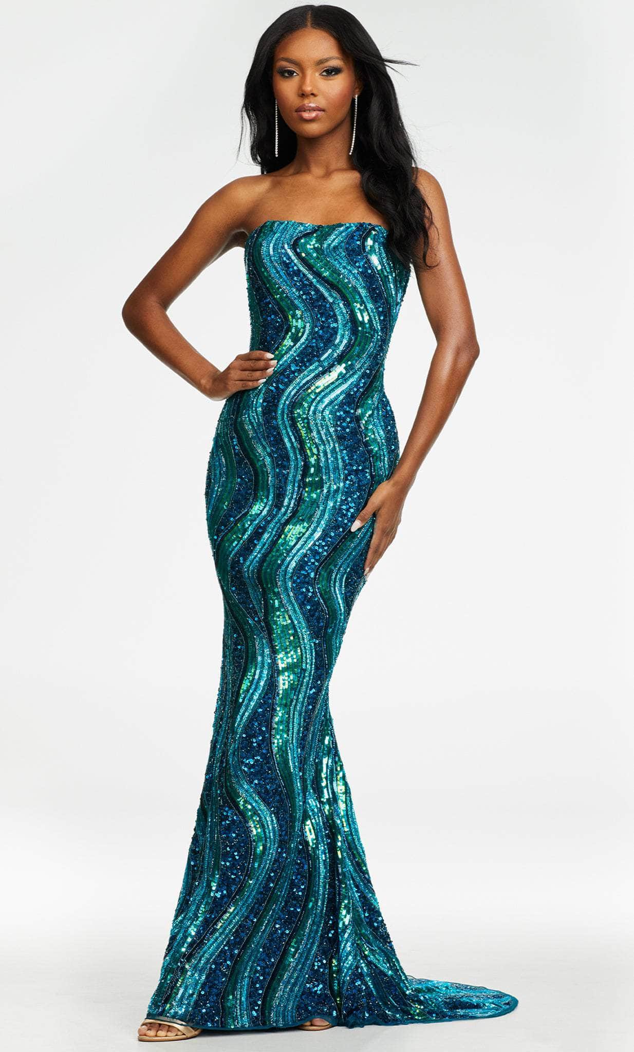 Ashley Lauren 11161 - Wavy Sequined Prom Dress Evening Dresses