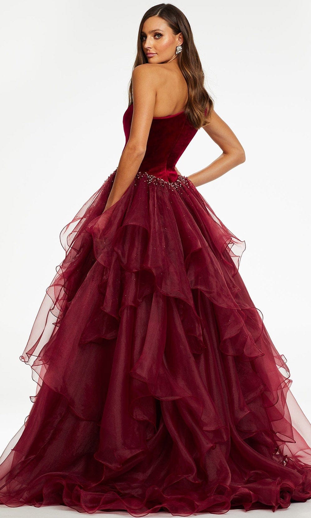 Ashley Lauren - 11165 Jeweled Organza Ballgown Prom Dresses