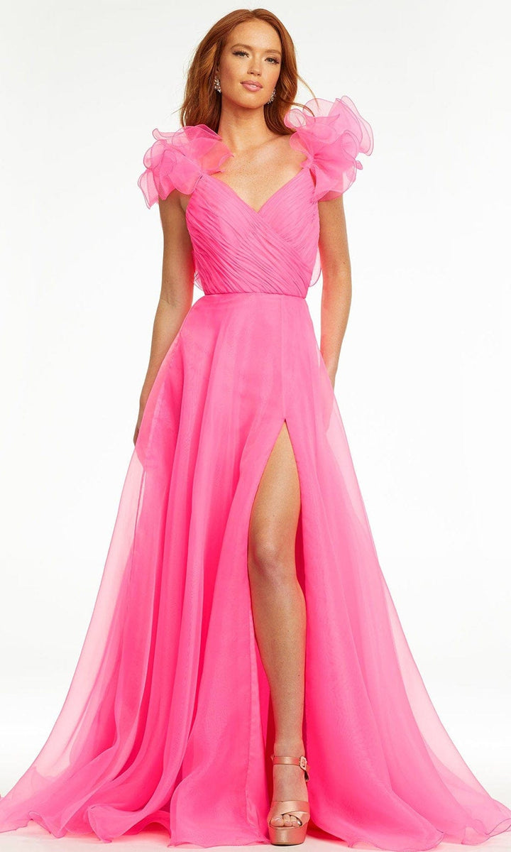 Ashley Lauren - Ruffled Sleeveless Prom Gown 11166 In Pink