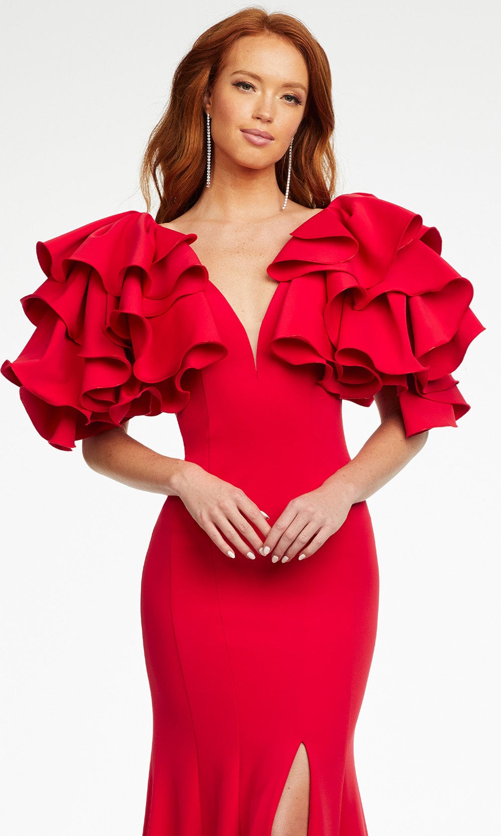 Ashley Lauren - 11171 Ruffled Sleeve Trumpet Gown Evening Dresses