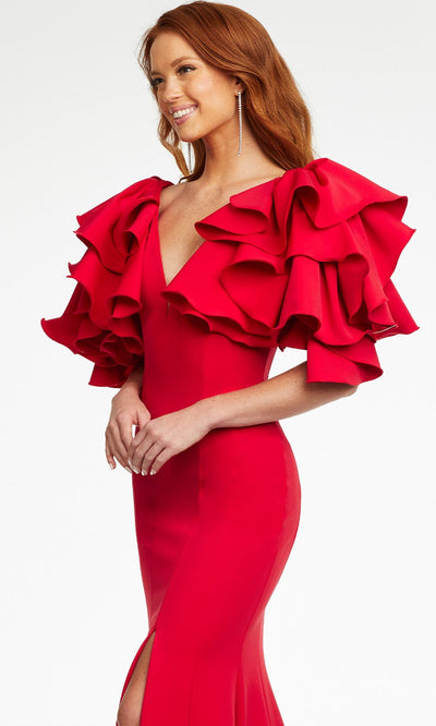 Ashley Lauren - 11171 Ruffled Sleeve Trumpet Gown Evening Dresses