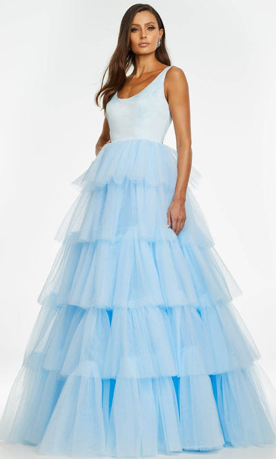 Ashley Lauren - 11187 Sleeveless Tiered Tulle Gown Prom Dresses