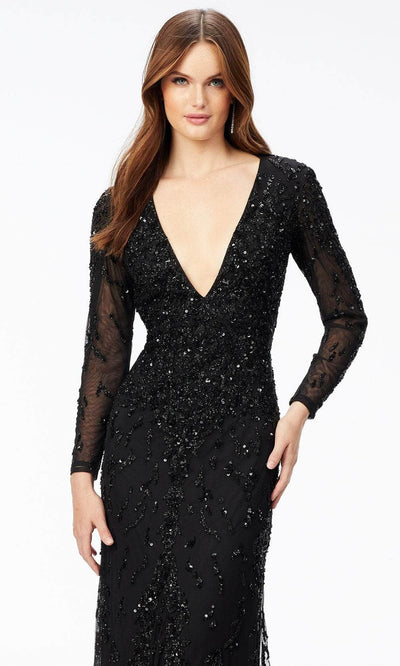 Ashley Lauren 11209 - Long-Sleeved Beaded Evening Dress Special Occasion Dress