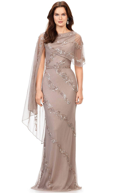 Ashley Lauren 11213 - Asymmetrical Overlay Evening Gown Mother of the Bride Dresses 0 / Dark Taupe