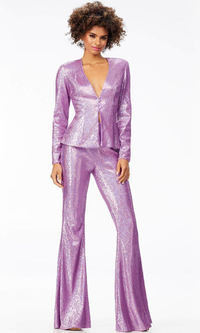 Ashley Lauren 11223 - Long Sleeve Blazer Jumpsuit Special Occasion Dress 00 / Orchid