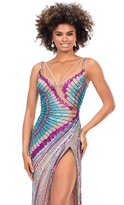 Ashley Lauren 11243 - Multicolor Sequined Strappy Sheath Dress Special Occasion Dress
