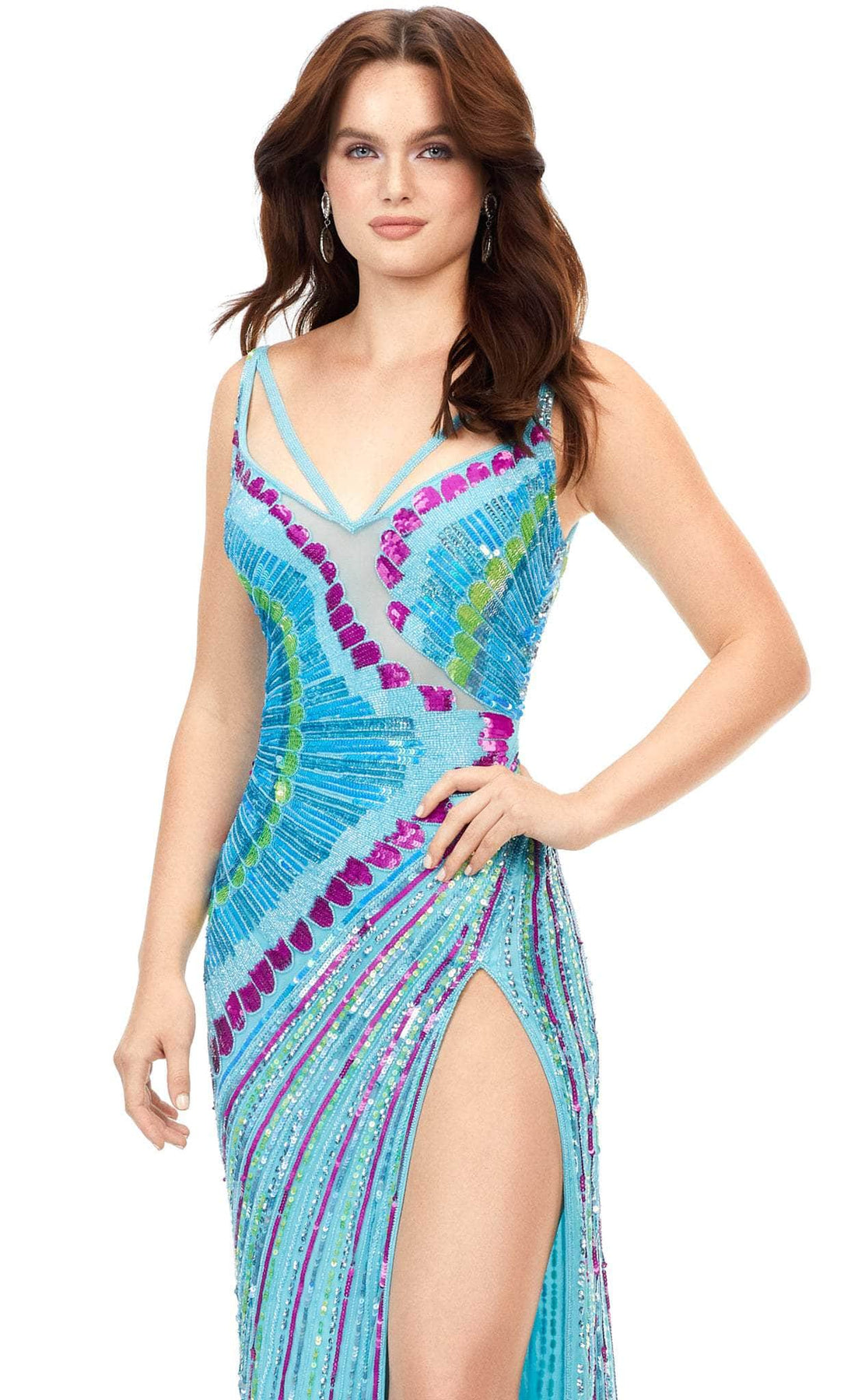 Ashley Lauren 11243 - Multicolor Sequined Strappy Sheath Dress Special Occasion Dress