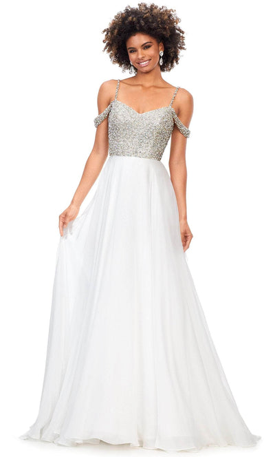 Ashley Lauren 11253 - Cold Shoulder Prom Gown Special Occasion Dress 0 / Ivory